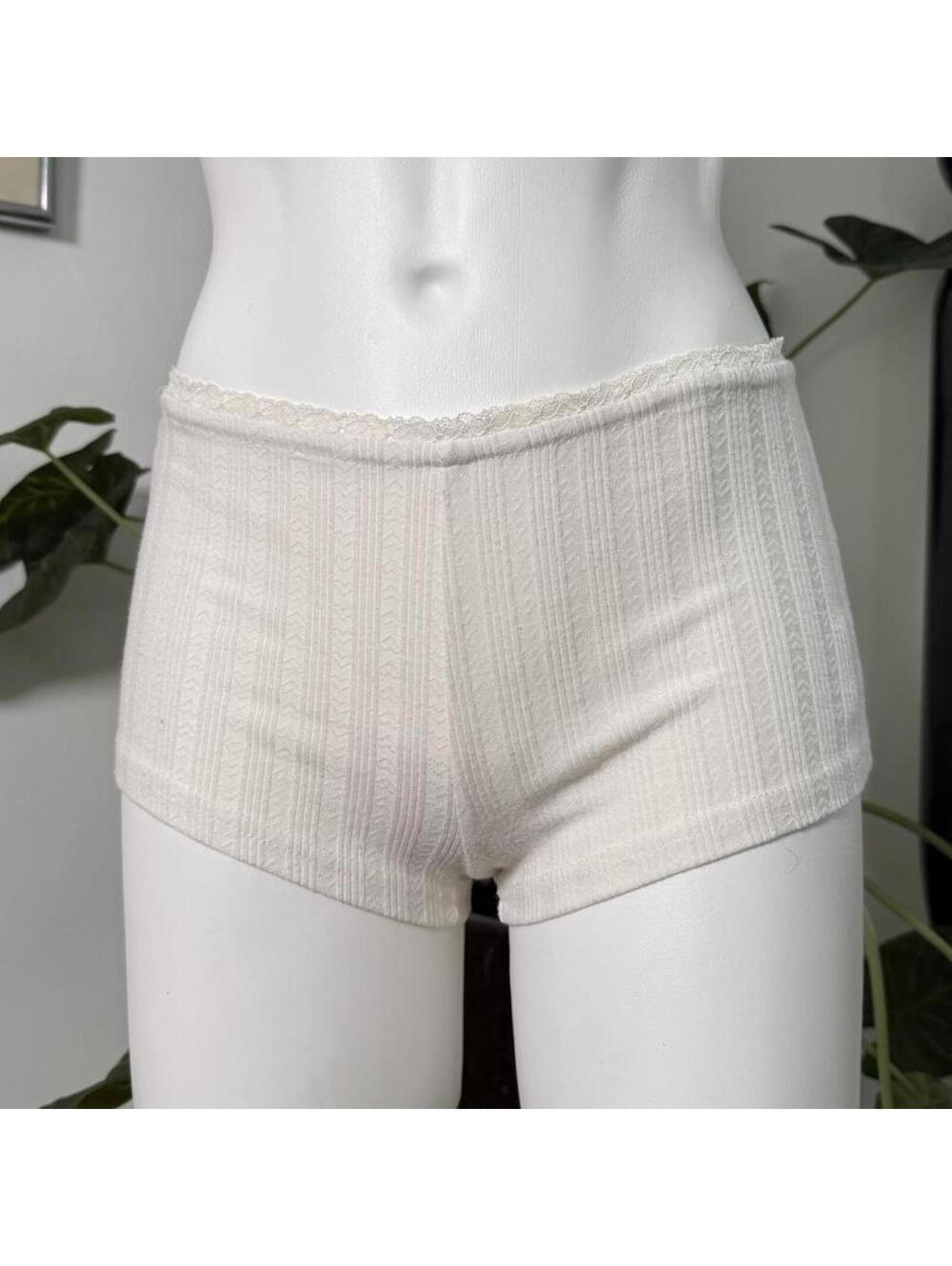 Edikted white lace trim boyfriend shorts